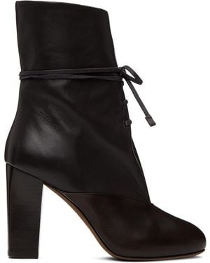 Lemaire Brown Round Toe Laced Boots - Black