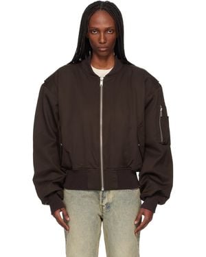 Entire studios Cropped Broad Suiting Bomber Jacket - Black