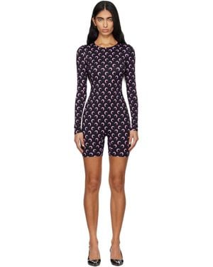 Marine Serre ブラック Moon プリント ジャージ ジャンプスーツ