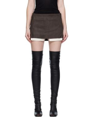 Rick Owens グレー Concordians Fog Cutoff レザー ミニスカート - ブラック