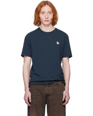 Maison Kitsuné ネイビー チラックスフォックス パッチ レギュラー Tシャツ - ブルー