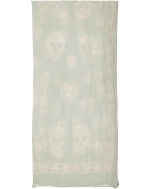 McQueen Skull Pleated Scarf - Multicolor