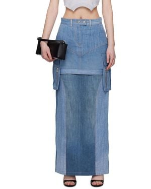 SRVC Uma Denim Midi Skirt - Blue