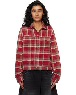 R13 Relaxed Pleated Trucker Jacket - Red