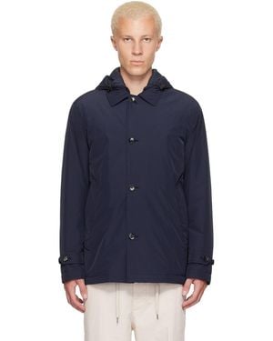 Moncler Parka Evrine Bleu Marine Rembourré En Duvet À Capuche