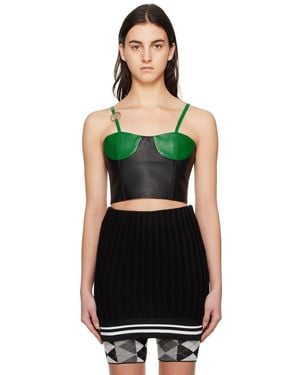 Theophilio Camisole Noire En Cuir Exclusive À Ssense