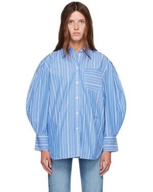 Ganni Striped Cotton Shirt - Blue