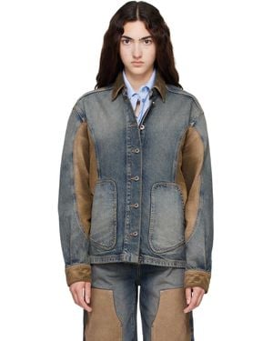 Off-White c/o Virgil Abloh Corduroy Patch Denim Jacket - Blue