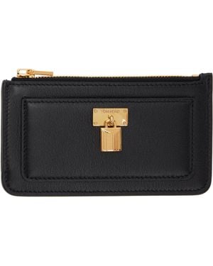 Tom Ford ブラック グレインレザー パドロック ジッパー カードケース