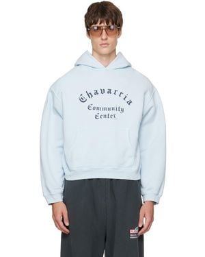 Willy Chavarria 'Chavarria Community Center' Shrunken Po Hoodie - Blue