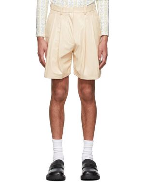 Tanner Fletcher ベージュ Marlo Wet Look ショートパンツ - ナチュラル