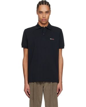 Paul Smith ネイビー シグネチャー ストライプ ロゴ コットン ポロシャツ - ブラック