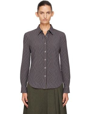 DUNST Essential Slim Checked Shirt - Gray