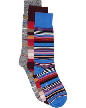 Paul Smith Three-Pack Stripe Socks - Blue