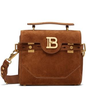 Balmain Tan Suede B-Buzz 23 Bag - Brown