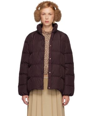Moncler Burgundy Cochevinne Square-Quilted Short Down Jacket - Purple