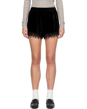 Ganni Viscose Silk Velvet Lace Shorts - Black