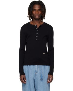 Rhude Logo Ls Henley - Black