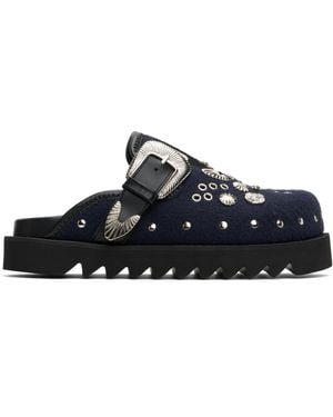 Toga Virilis Flâneurs De Style Sabot Noir Et Bleu Marine À Œillets En Métal Exclusifs À Ssense