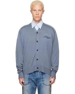 Acne Studios Silk V-Neck Cardigan - Blue