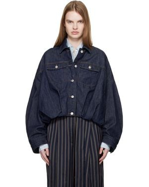 Dries Van Noten Bubble Hem Denim Jacket - Blue