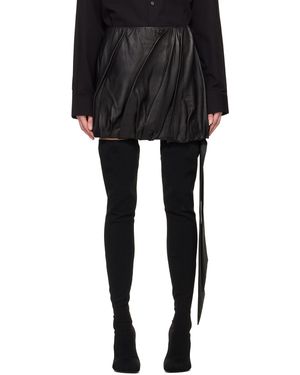 Helmut Lang Ballooned Leather Miniskirt - Black