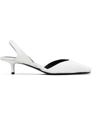 Loulou de Saison Sully Ostrich-Effect Leather Slingback Heels - Black