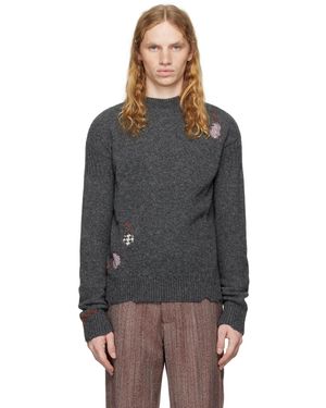 Marni グレー Mending パッチ セーター - ブラック