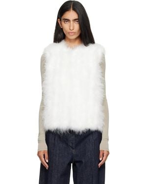 Yves Salomon Cropped Feather Gilet Vest - White
