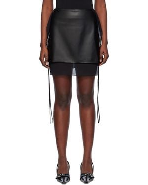 OLENICH Layered Faux-Leather Miniskirt - Black