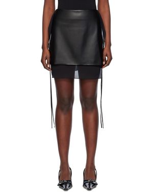 OLENICH Minijupe Étagée Noire En Cuir Synthétique