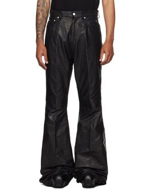 Rick Owens Concordians Bolan Bootcut Leather Pants - Black