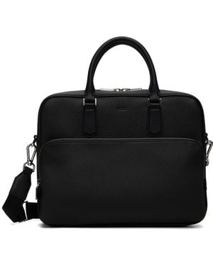 BOSS Emed Logo Leather Document Briefcase - Black