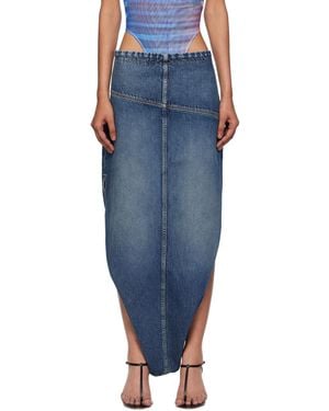 Jean Paul Gaultier Internal Beltzipped Opening Denim Maxi Skirt - Blue
