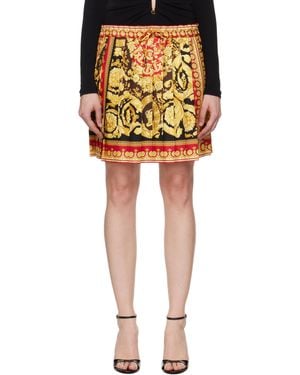 Versace Barocco 92 Foulard Silk Miniskirt - Yellow