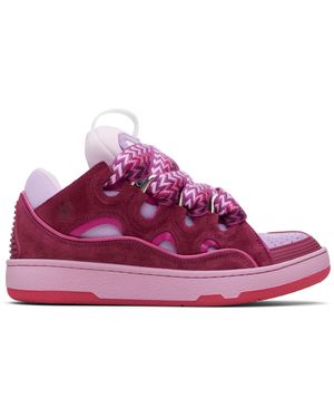 Lanvin Baskets Curb Rose Et Mauve En Cuir - Violet