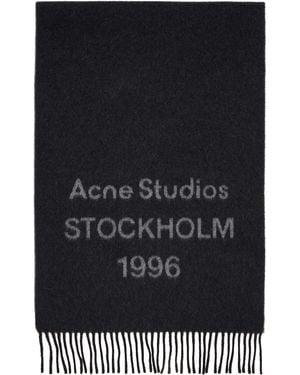 Acne Studios Wide Logo Scarf - Black