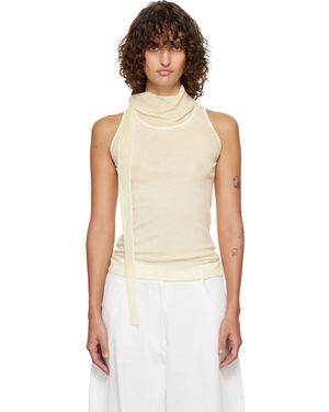 LE17SEPTEMBRE Off- Scarf Sleeveless Jersey Top - White