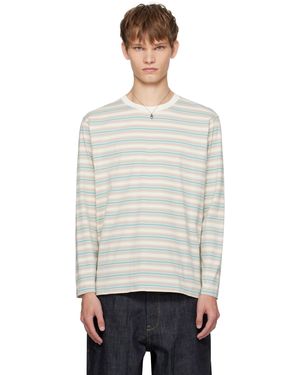 AURALEE Gradient Stripe Jersey L/S T-Shirt - Black