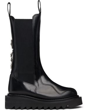 Toga Ssense Exclusive Mid Calf Leather Chelsea Boots - Black