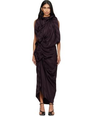 Dries Van Noten Draped Silk Maxi Dress - Black