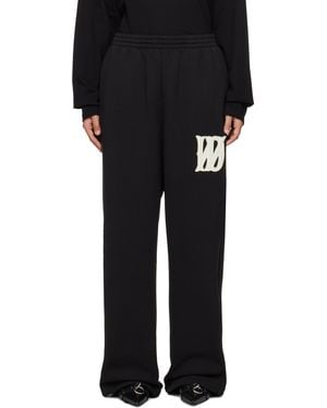 we11done Bouclé Letter Logo Wide Lounge Trousers - Black