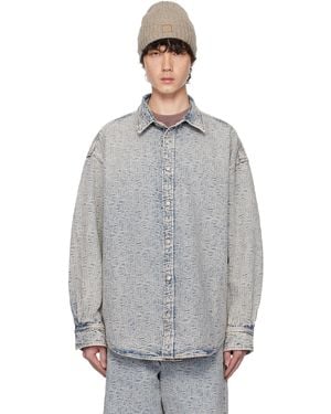 Acne Studios Jacquard Logo Denim Shirt - Grey