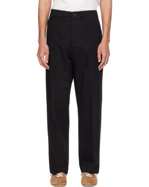 Merz B. Schwanen 1920S Cotton Twill Worker Chino Trousers - Black