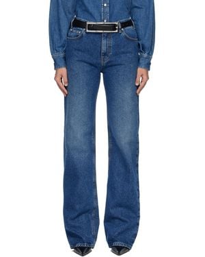 Mugler Jean Droit Bleu En Denim À Cinq Poches