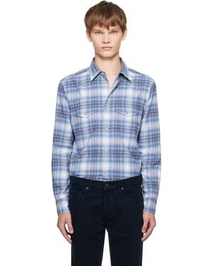 Tom Ford Check Western Shirt - Blue