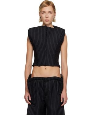 Duran Lantink Profile Pinstriped Vest - Black