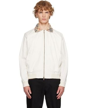 Burberry Off- Gabardine Glenfields Harrington Jacket - White