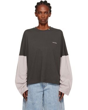 we11done Coding Long-Sleeved Layered T-Shirt - Black