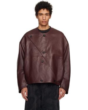 T/SEHNE Ssense Exclusive Lock-Detail Leather Jacket - Brown
